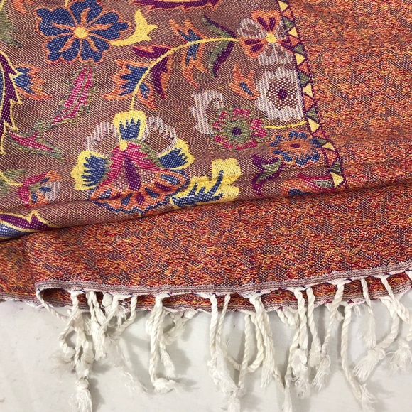 Sundance New Primavera Paisley Wrap Scarf Fringed Soft - Picture 11 of 15